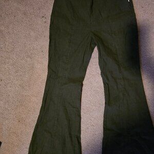 Anthropologie Maeve green stretch bell bottoms